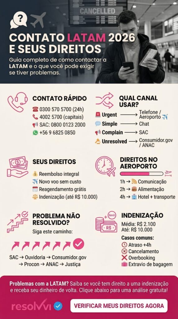 Contato Latam: telefone, SAC 0800, WhatsApp e todos os canais [2026]